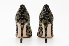 The Bolu Black Gold Glitter Leather Pump Shoe On Sale