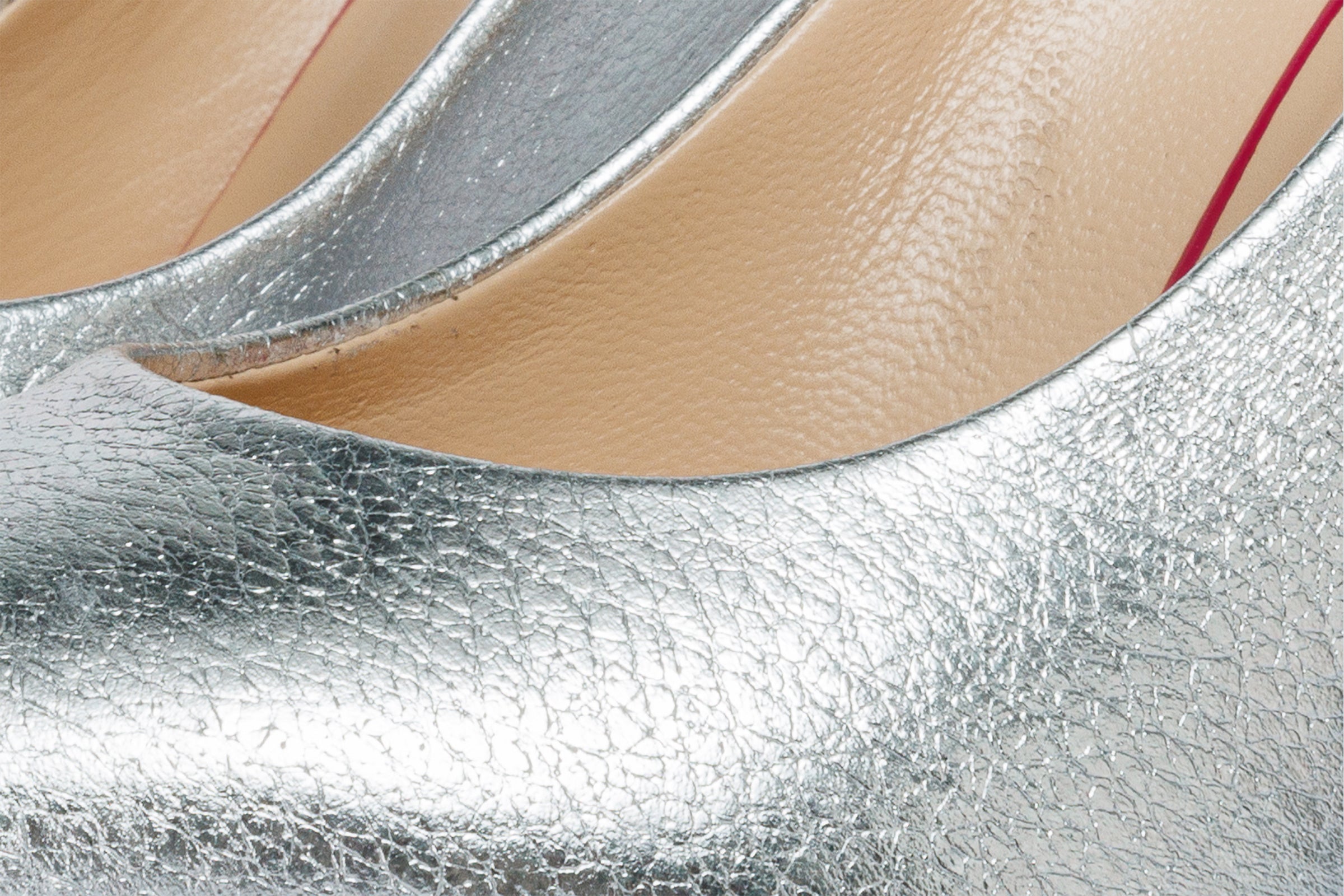 The Ege Silver Leather Pump Fuchsia Sole Shoe For Sale