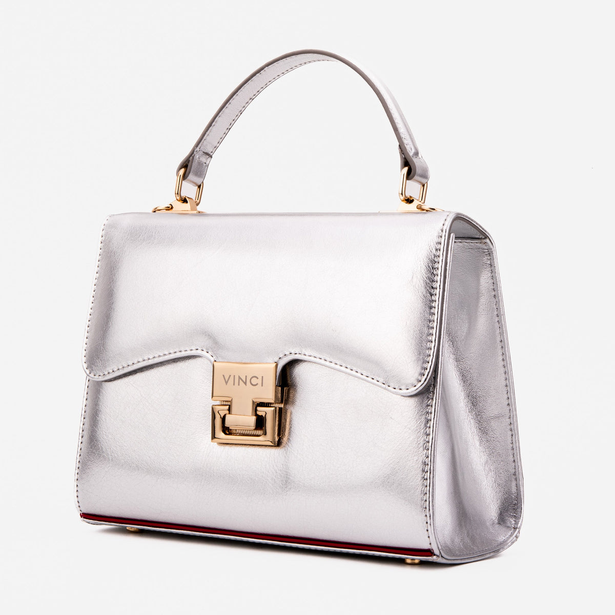 The Ege Silver Leather Handbag All New
