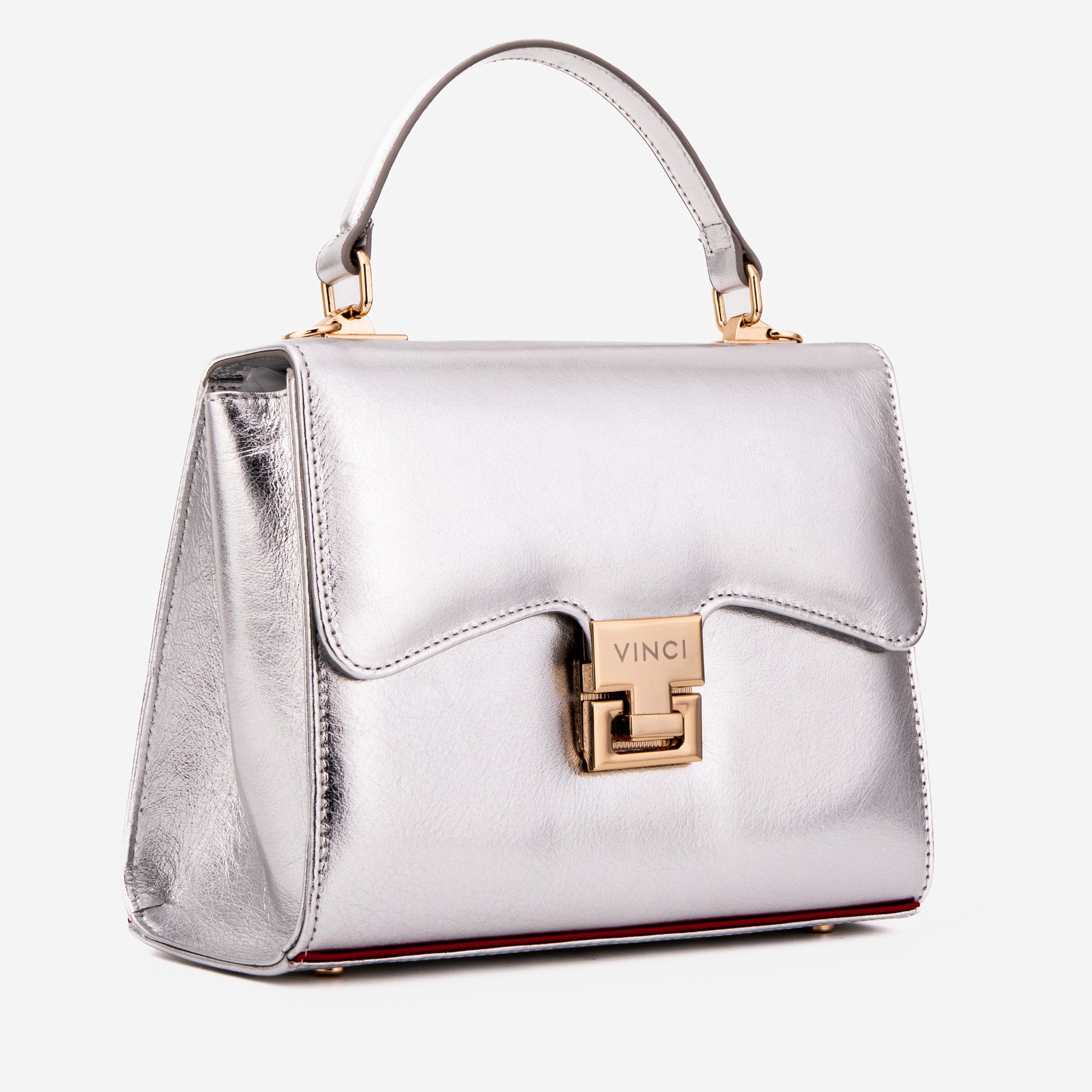 The Ege Silver Leather Handbag All New
