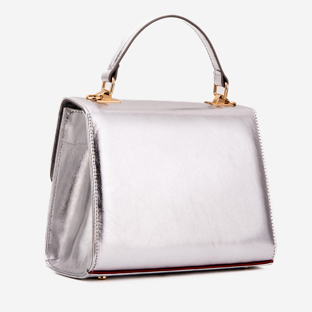The Ege Silver Leather Handbag All New