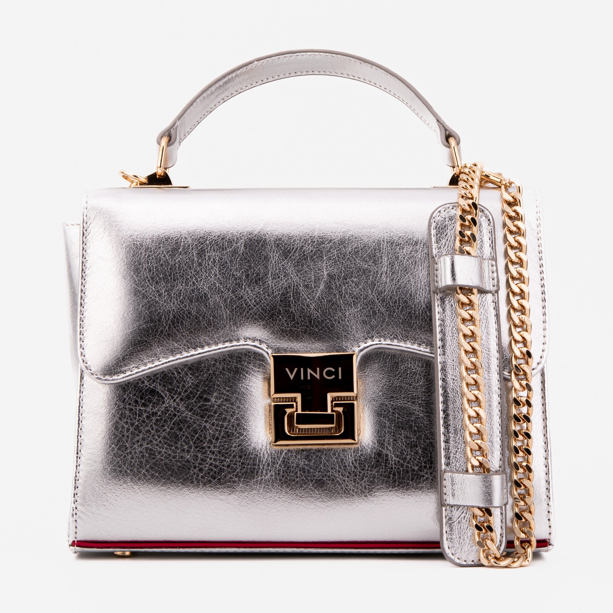 The Ege Silver Leather Handbag All New