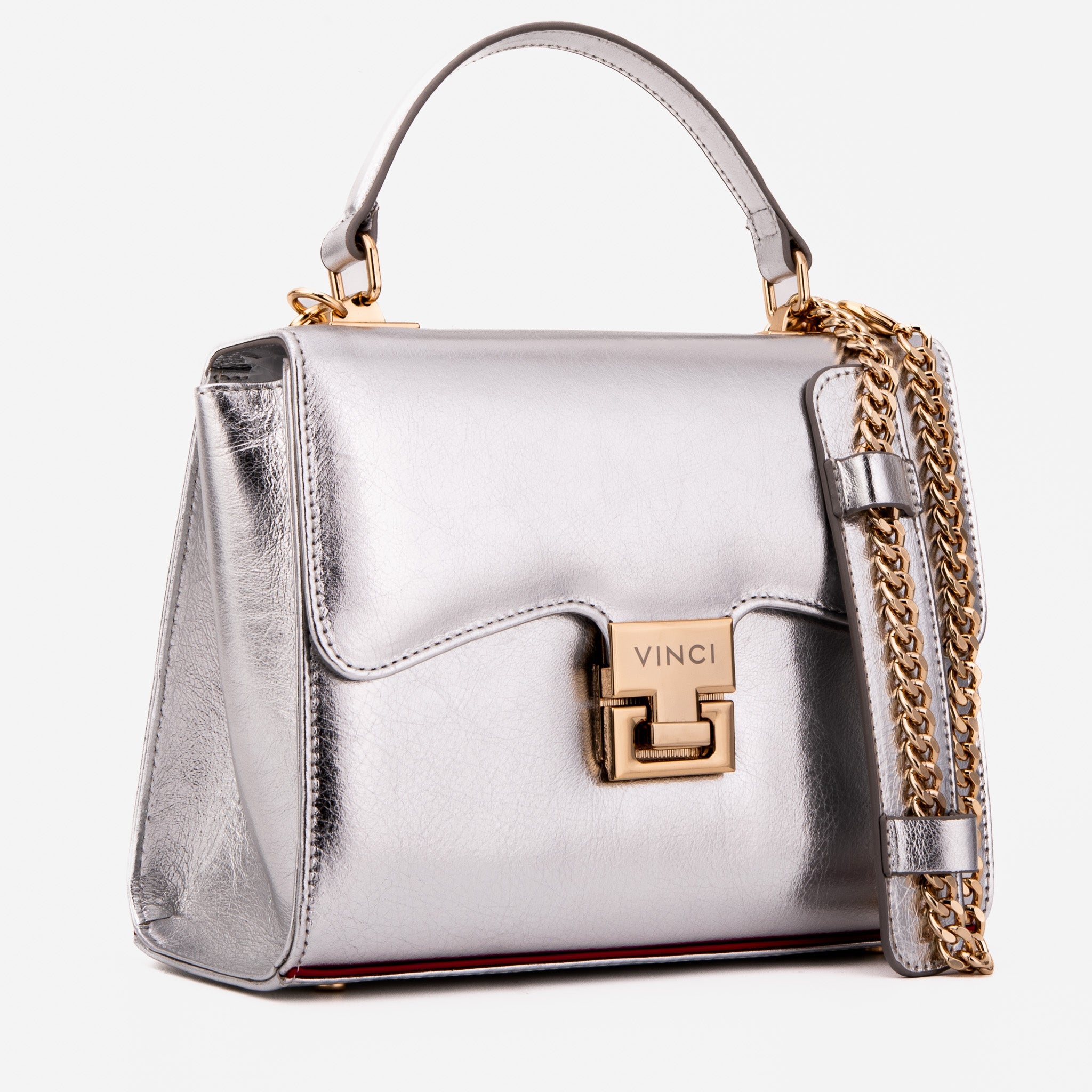 The Ege Silver Leather Handbag All New