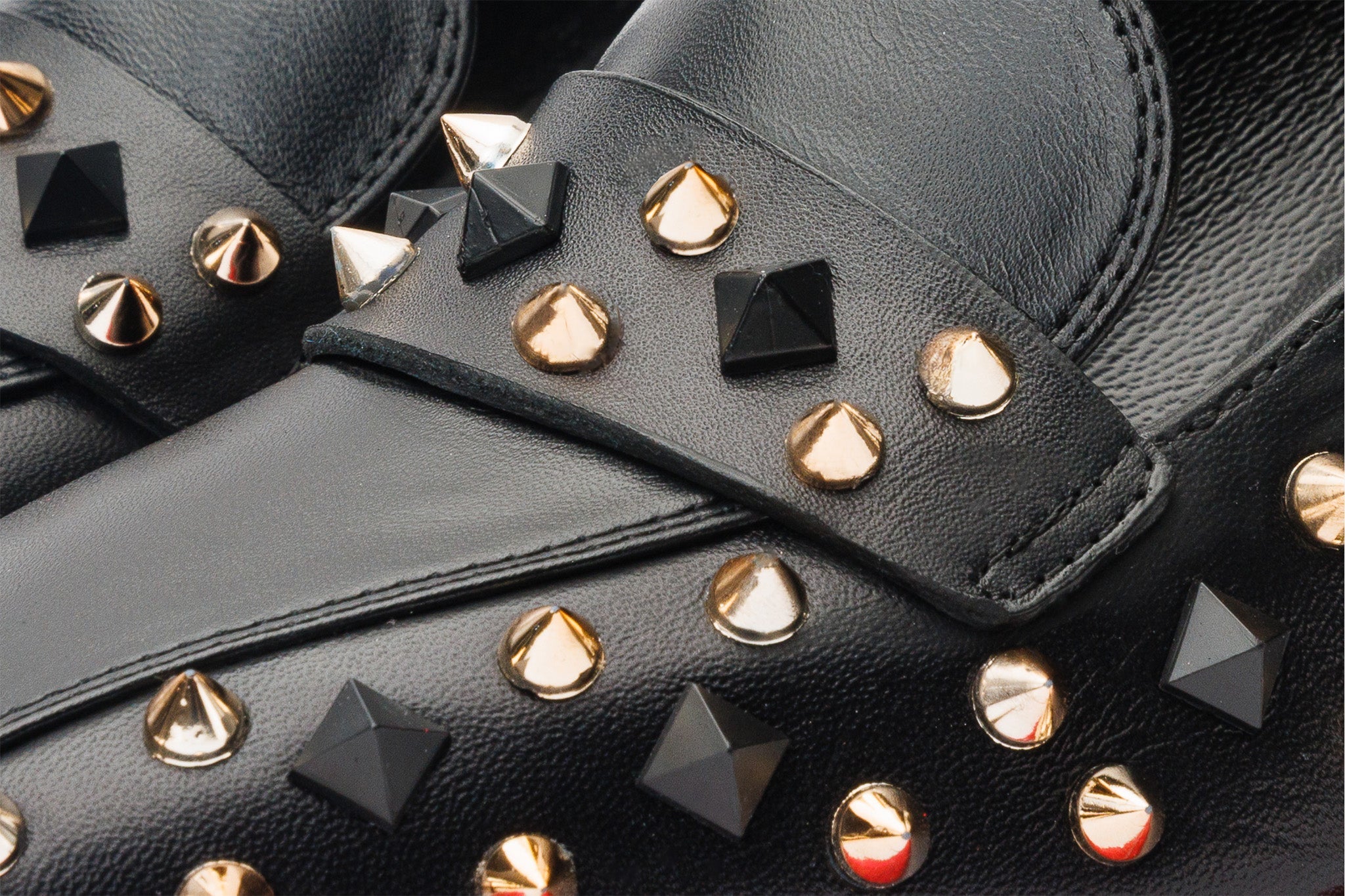 The Infanta Black Spike Leather Block Heel Pump Shoe Universal Fit