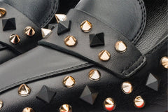 The Infanta Black Spike Leather Block Heel Pump Shoe Universal Fit