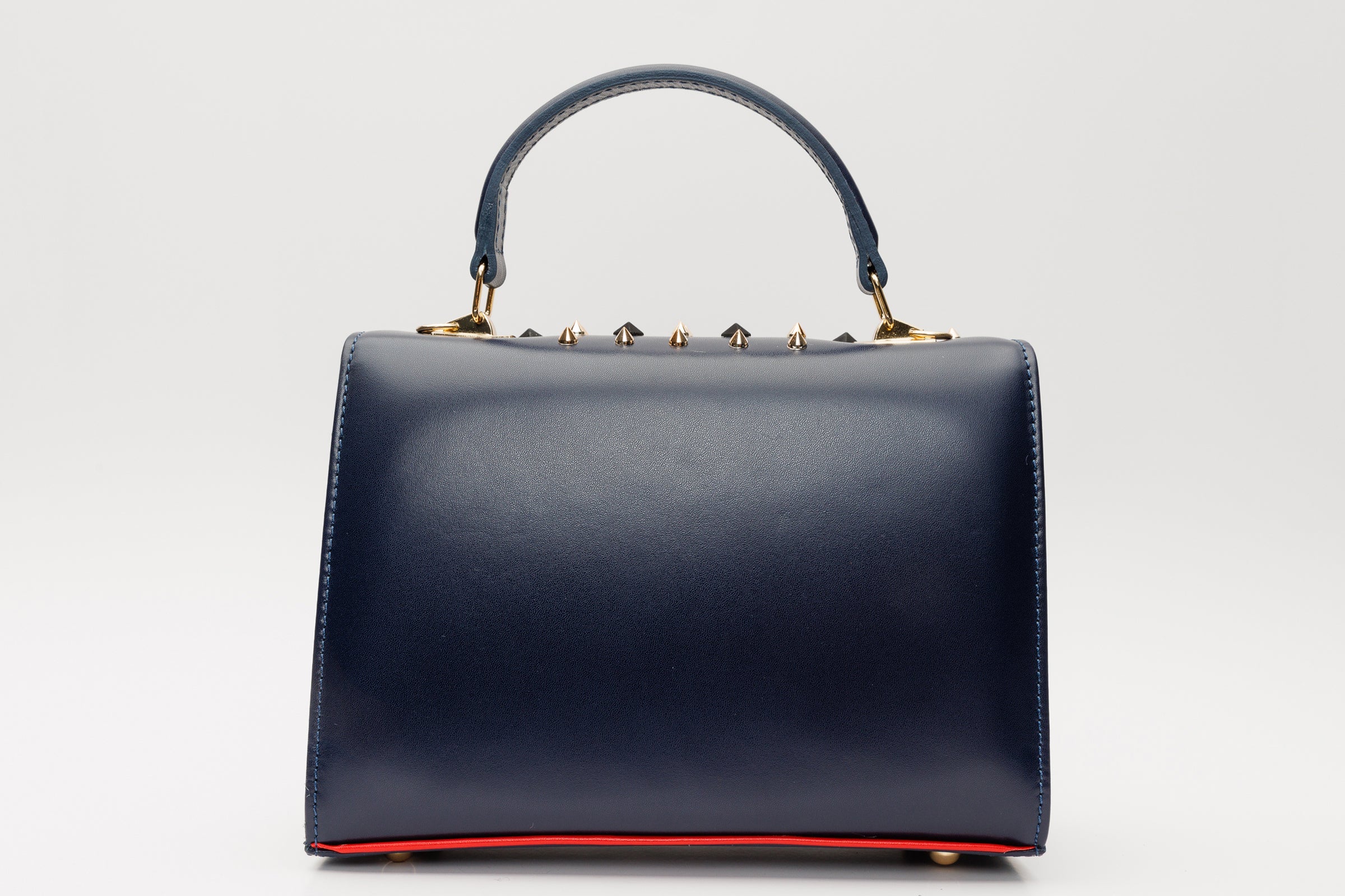 The Infanta Navy Blue Spike Leather Handbag Exclusive Style