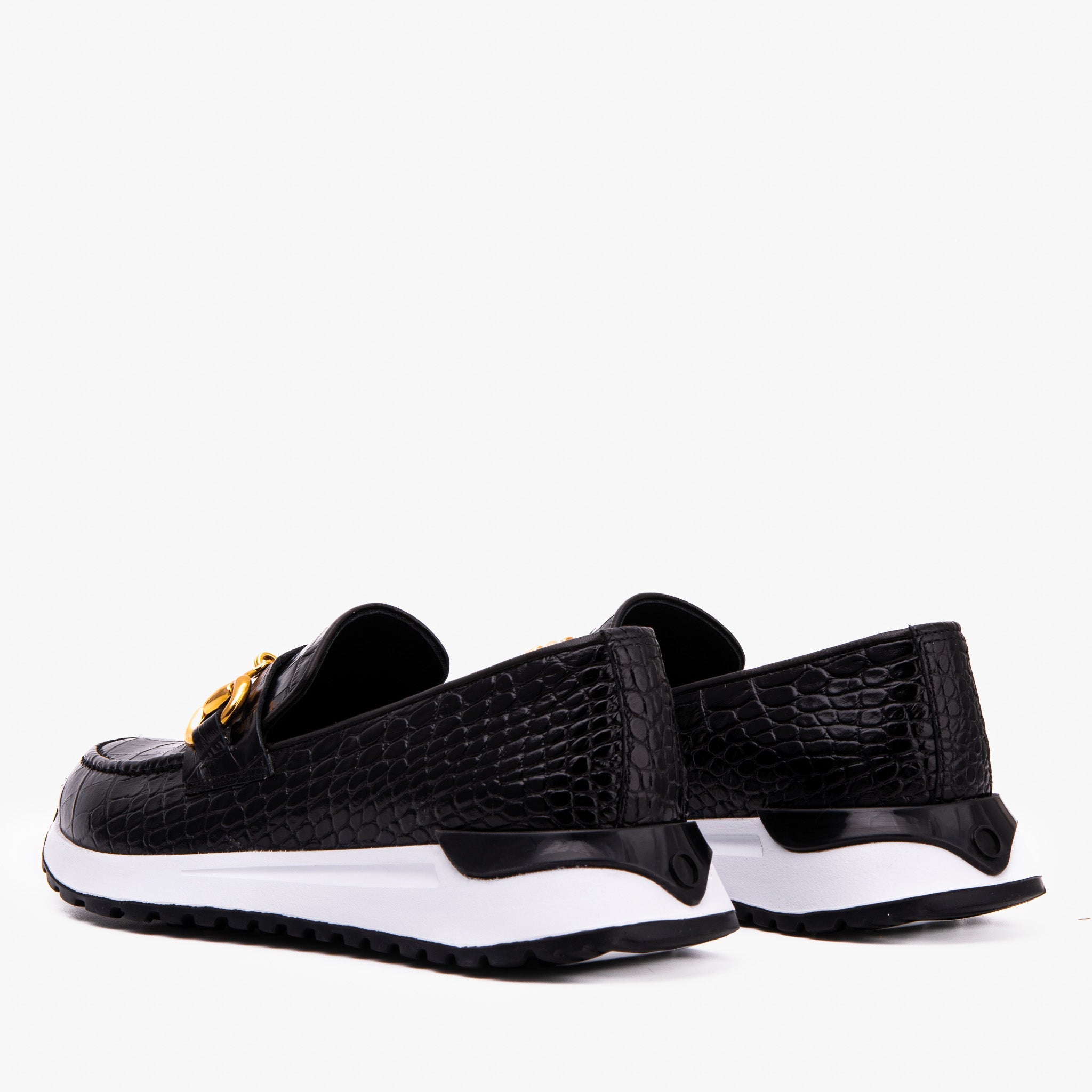 The Milan Black  Croc-Embossed Leather Sneaker All New