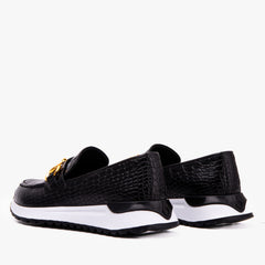 The Milan Black  Croc-Embossed Leather Sneaker All New