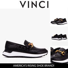 The Milan Black  Croc-Embossed Leather Sneaker All New