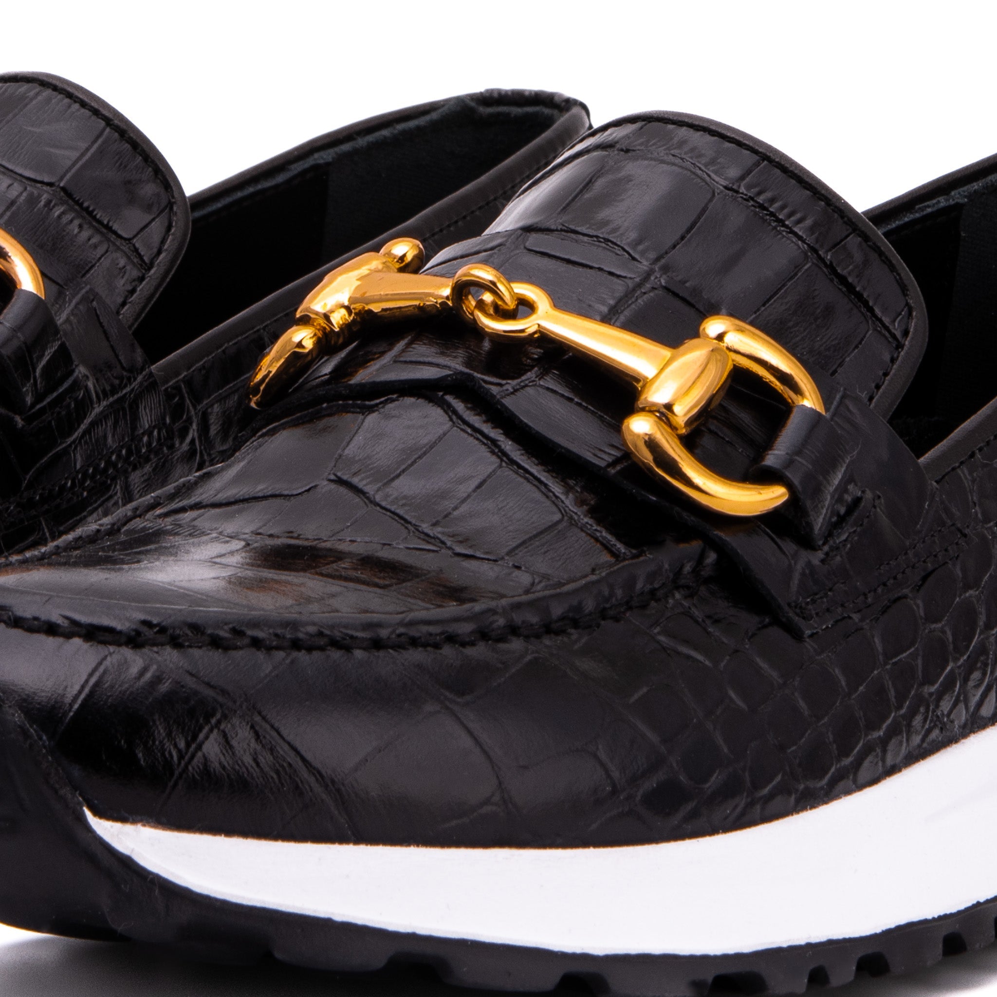 The Milan Black  Croc-Embossed Leather Sneaker All New