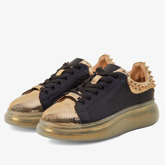 The Venezia Gold Black Leather Sneaker Fine Craftsmanship