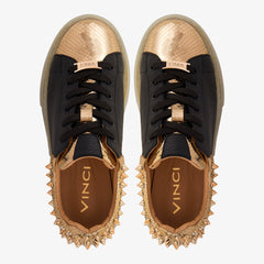 The Venezia Gold Black Leather Sneaker Fine Craftsmanship