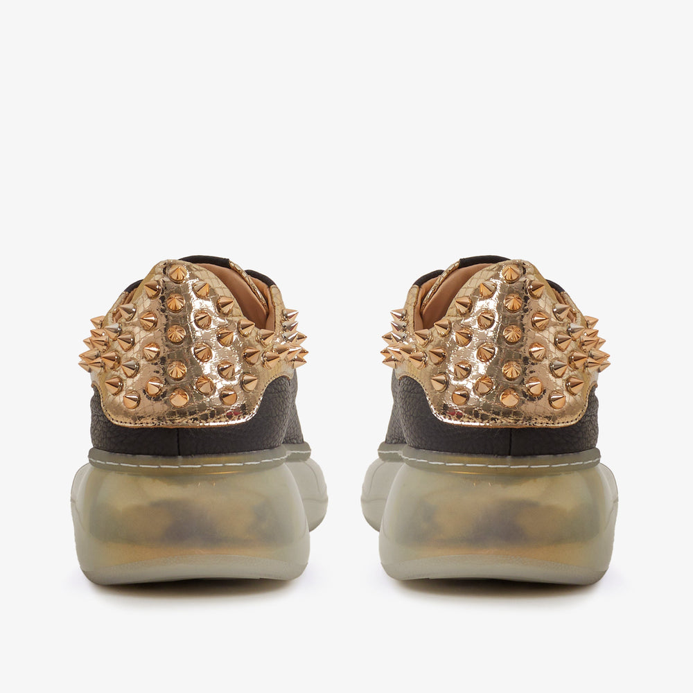 The Venezia Gold Black Leather Sneaker Fine Craftsmanship