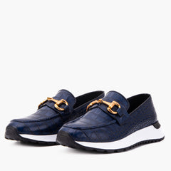 The Milan Navy Croc-Embossed Leather Sneaker Exclusive Style