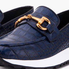 The Milan Navy Croc-Embossed Leather Sneaker Exclusive Style
