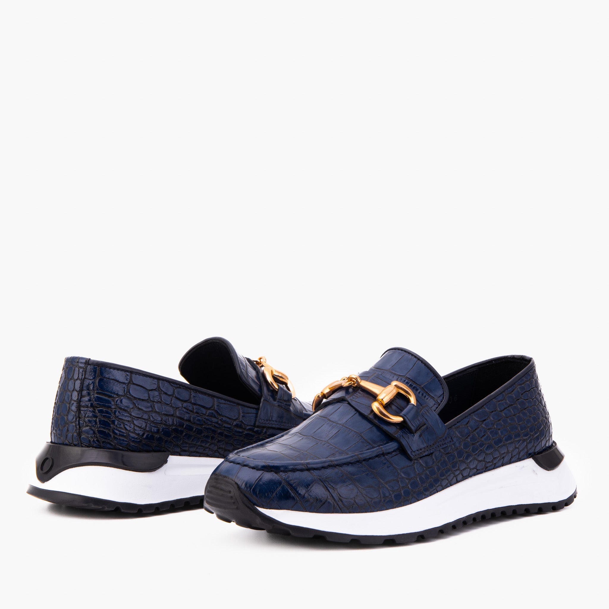 The Milan Navy Croc-Embossed Leather Sneaker Exclusive Style