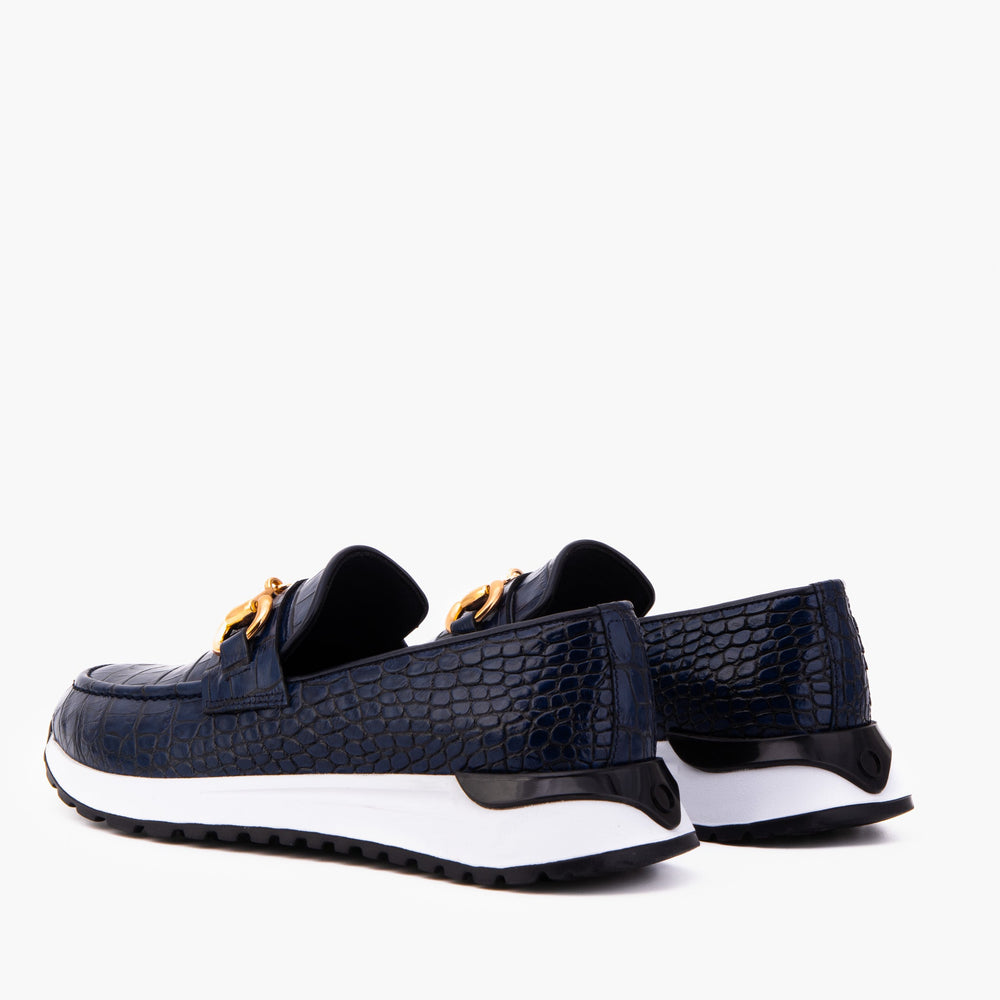 The Milan Navy Croc-Embossed Leather Sneaker Exclusive Style