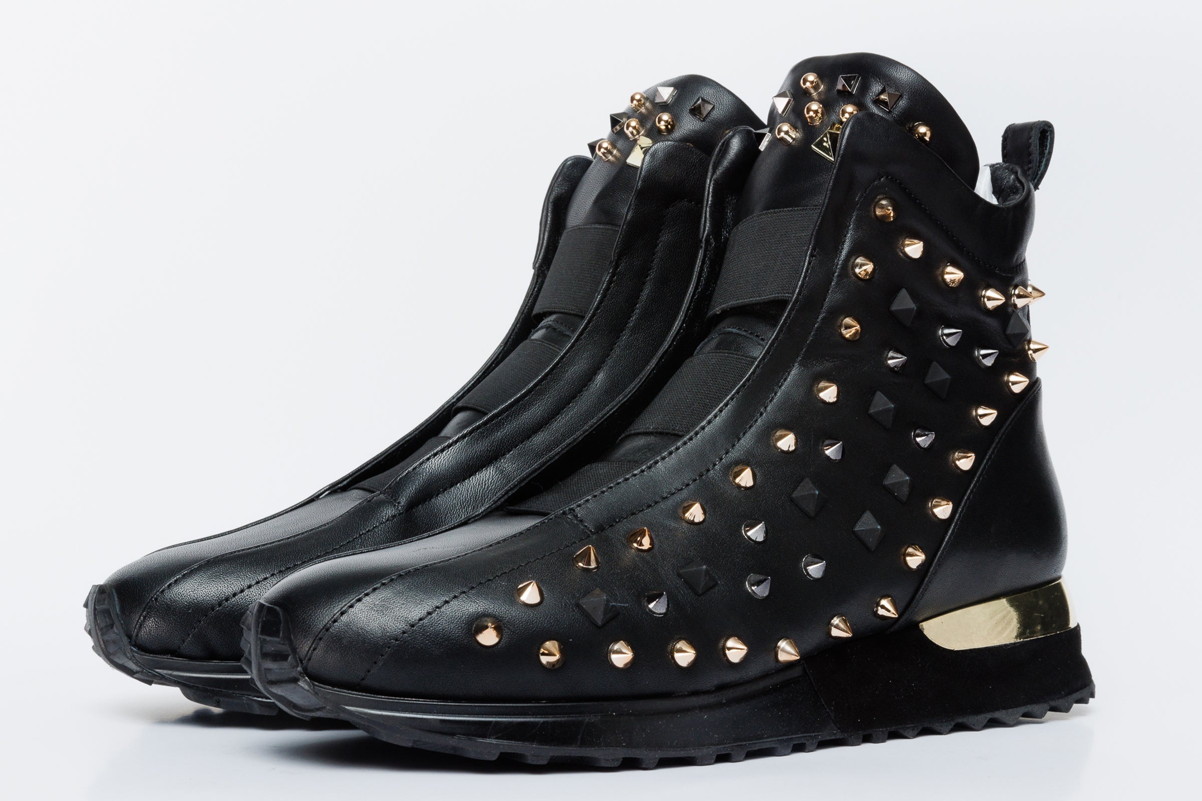 The Infanta High-Top Black Spike Leather Sneaker Limited Edition For Sale