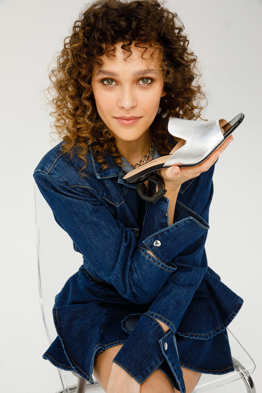 The Tory Silver Leather Sandal Universal Fit