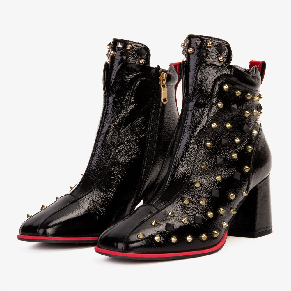 The Infanta Black Leather Block Heel Boot All New