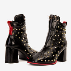 The Infanta Black Leather Block Heel Boot All New