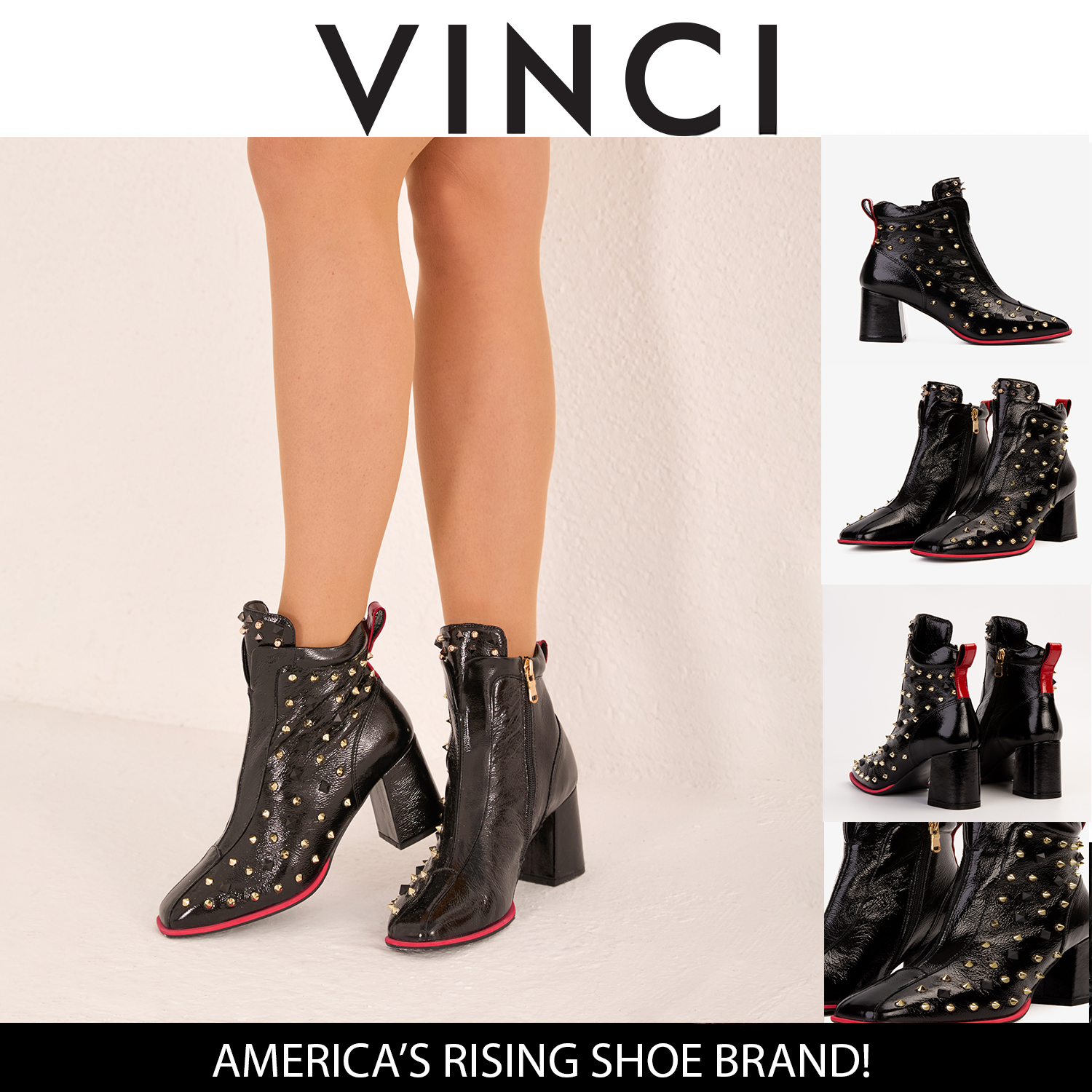 The Infanta Black Leather Block Heel Boot All New