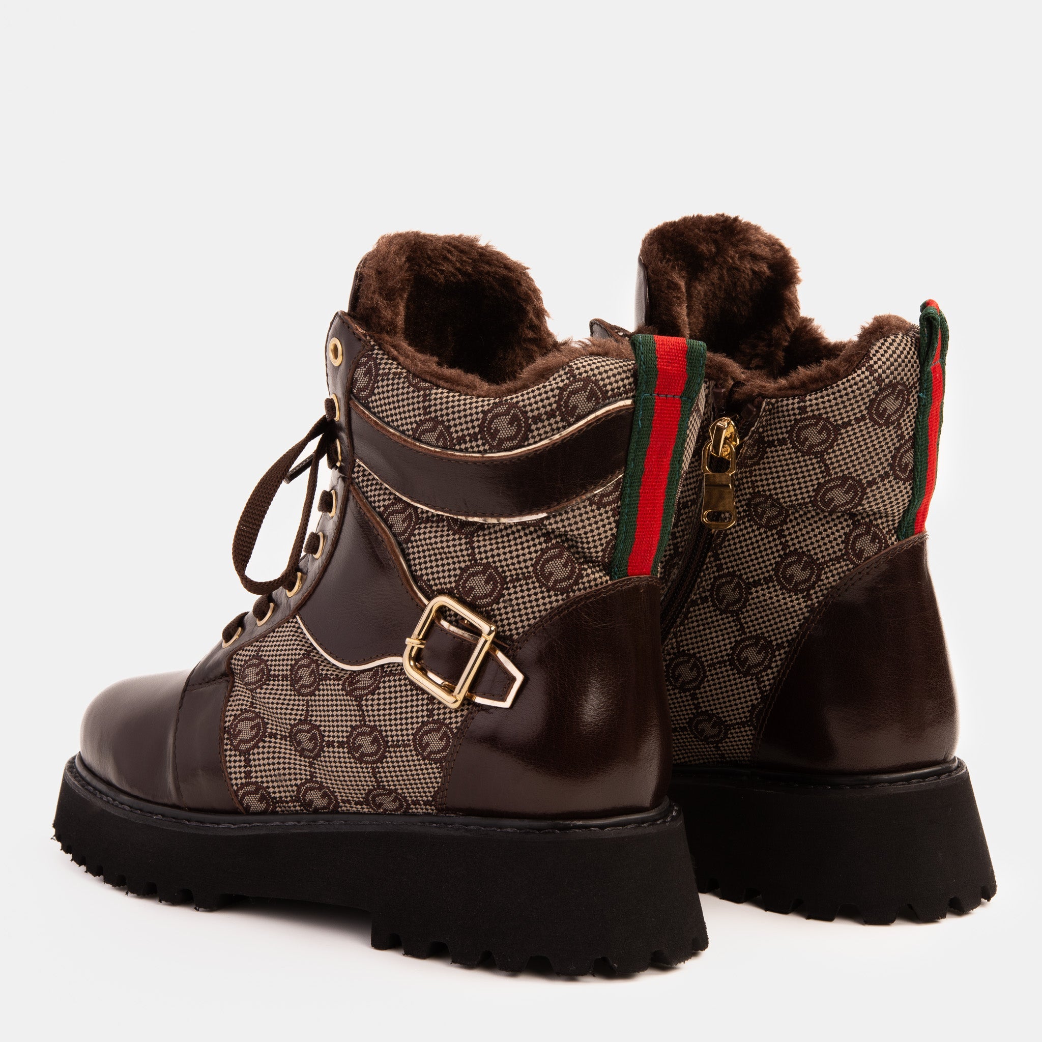 The Boston Brown Leather Lace-Up Ankle Boot With a Side Zipper Universal Fit