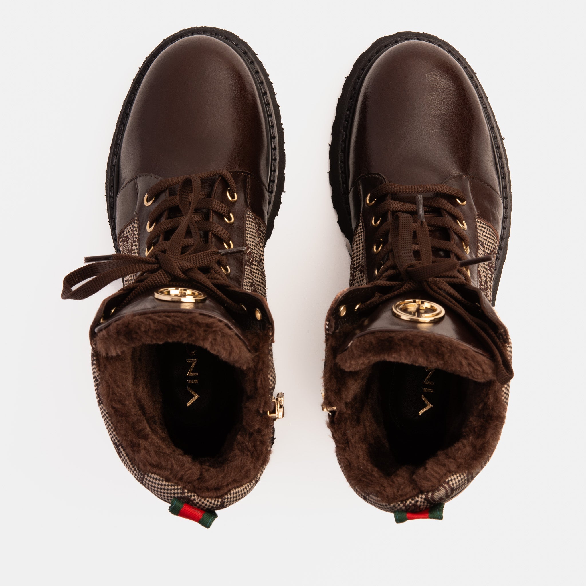 The Boston Brown Leather Lace-Up Ankle Boot With a Side Zipper Universal Fit