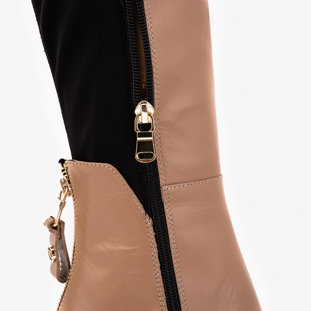 The Verona Cream Leather Knee High Boot Fine Craftsmanship