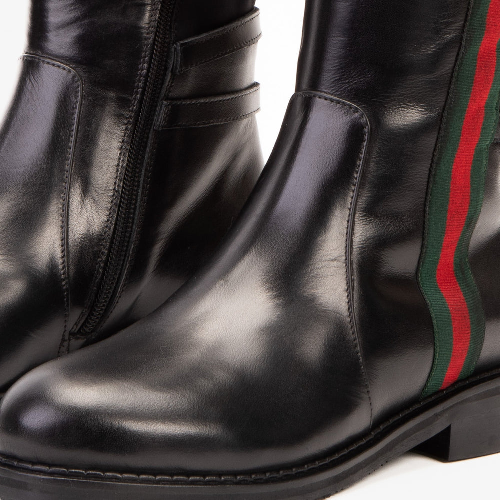 The Manhattan Luxe Black Leather Knee - High Boot On Sale