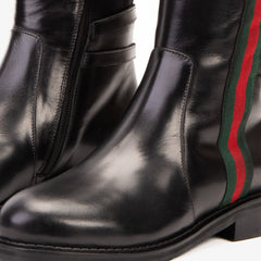 The Manhattan Luxe Black Leather Knee - High Boot On Sale