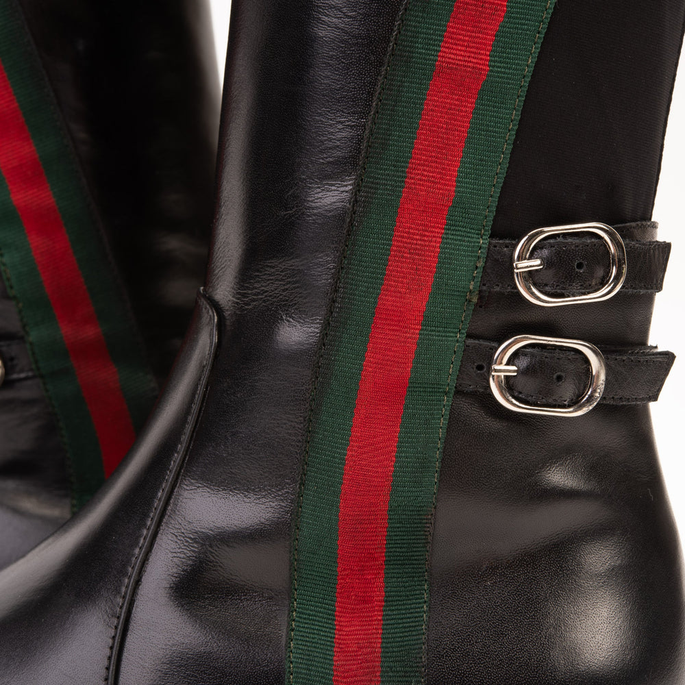 The Manhattan Luxe Black Leather Knee - High Boot On Sale
