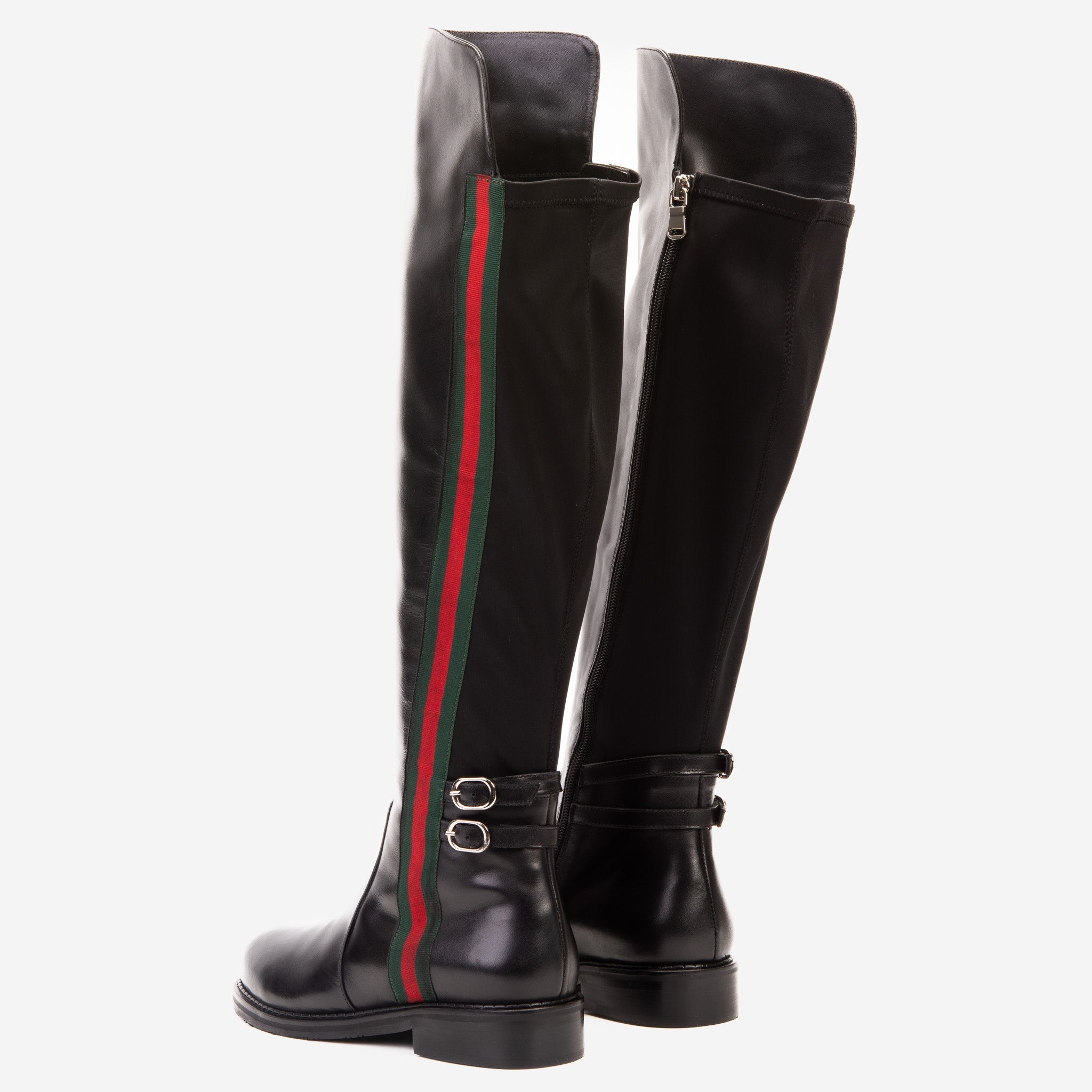 The Manhattan Luxe Black Leather Knee - High Boot On Sale