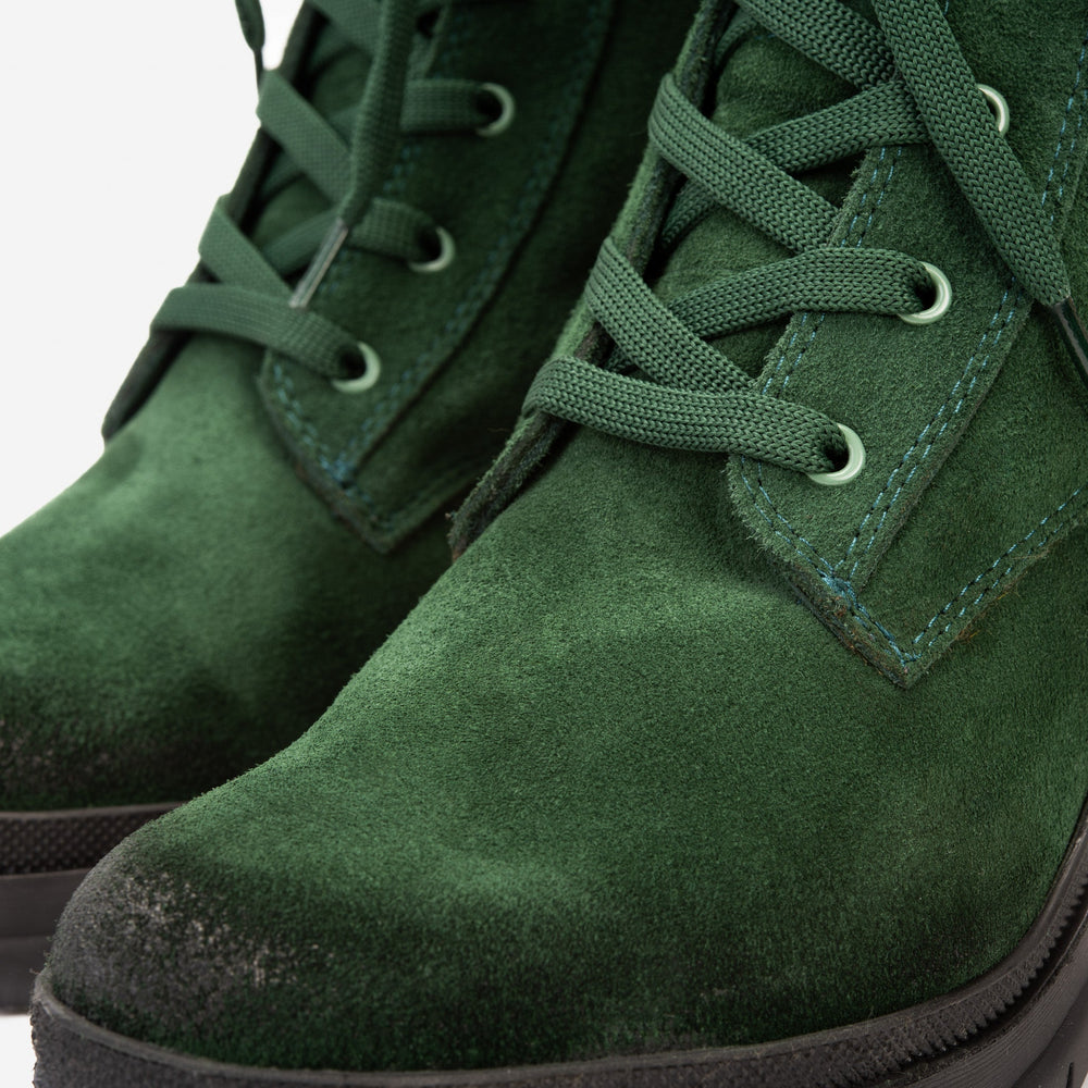 The Elera Green Leather Block Heel Boot For Sale