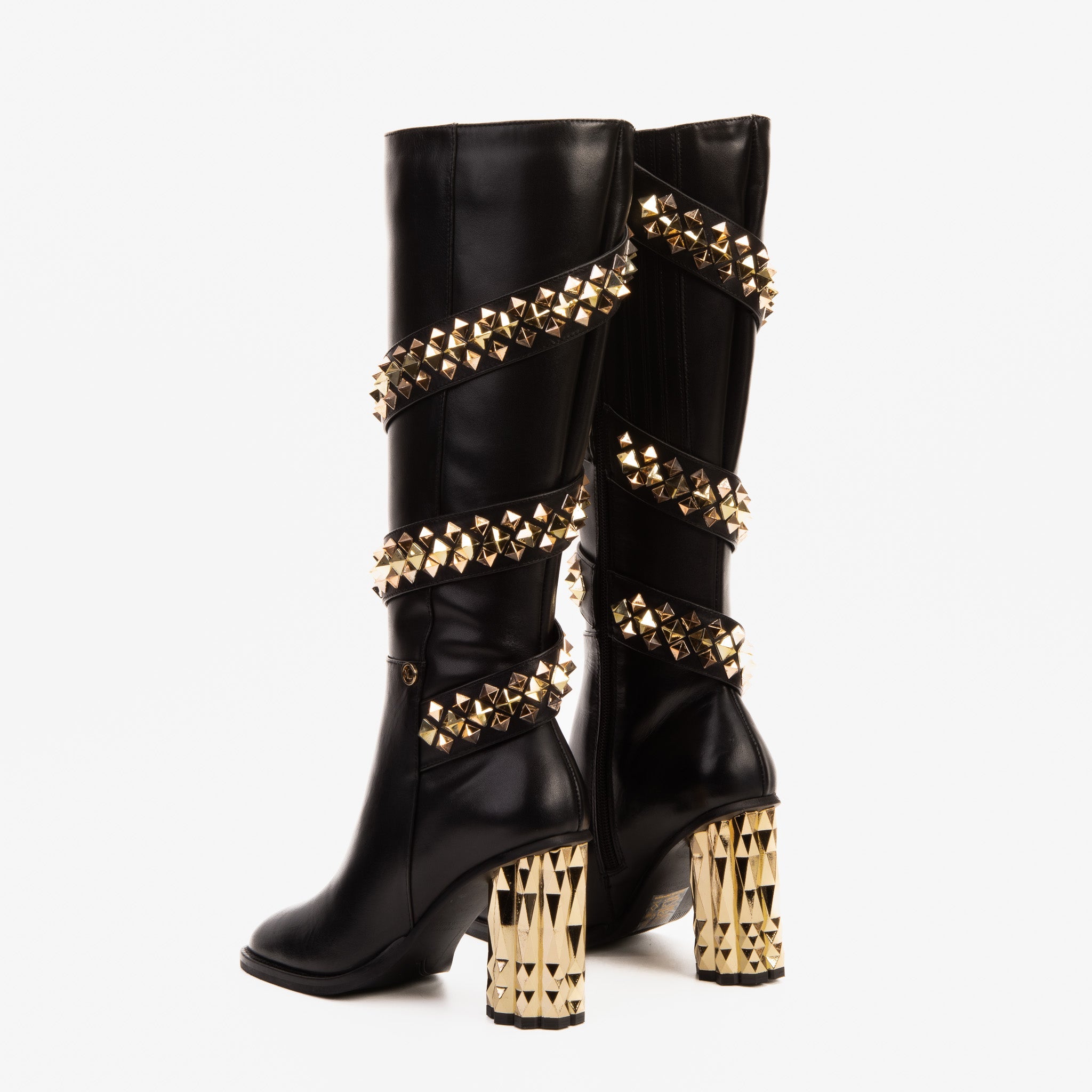 The Gladiator Black Leather Knee High Boot Universal Fit