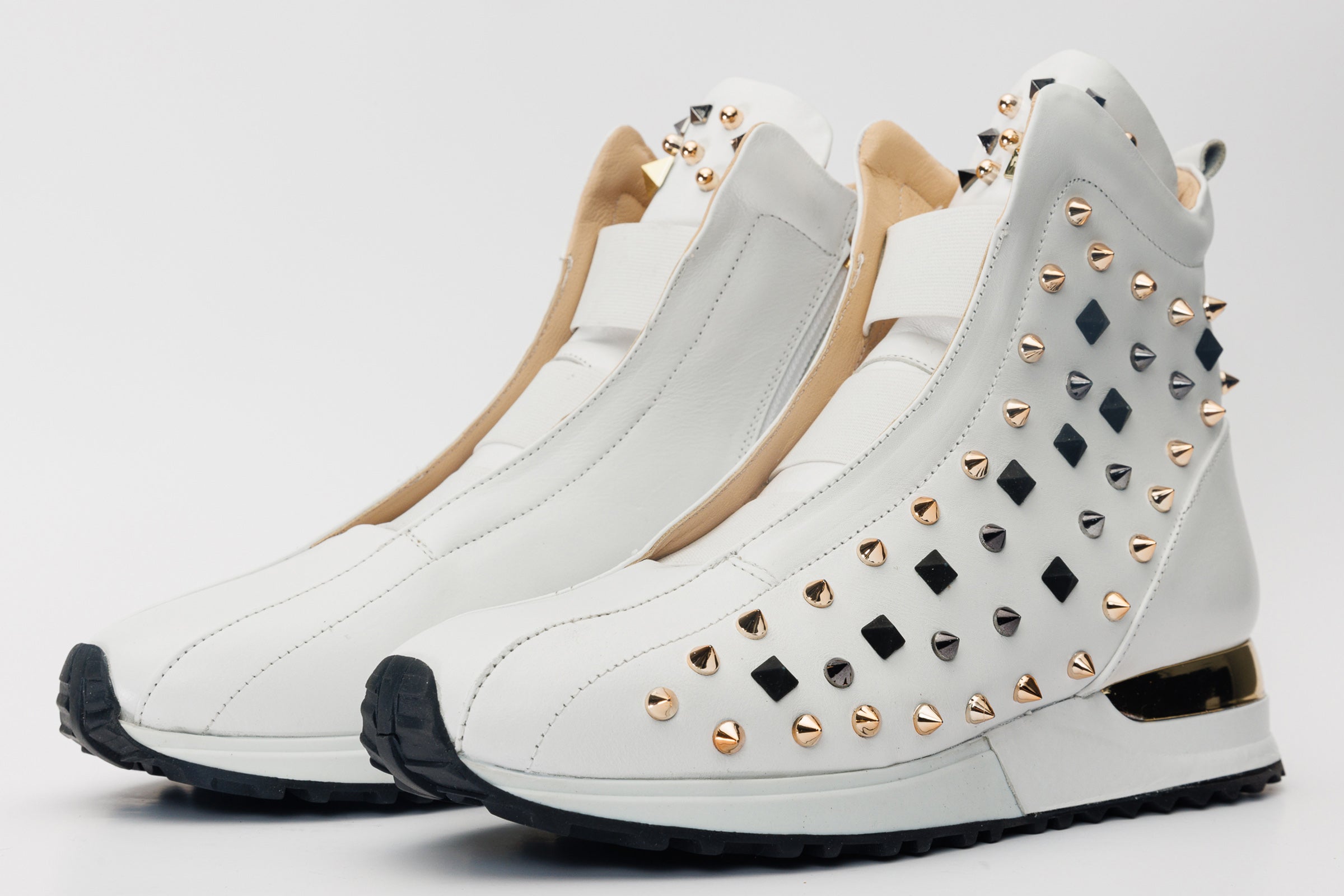 The Infanta High-Top White Spike Leather Sneaker Limited Edition Fine Craftsmanship