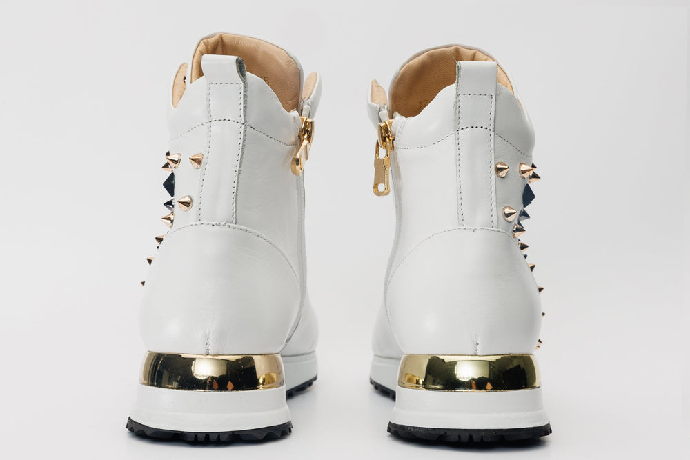 The Infanta High-Top White Spike Leather Sneaker Limited Edition Fine Craftsmanship