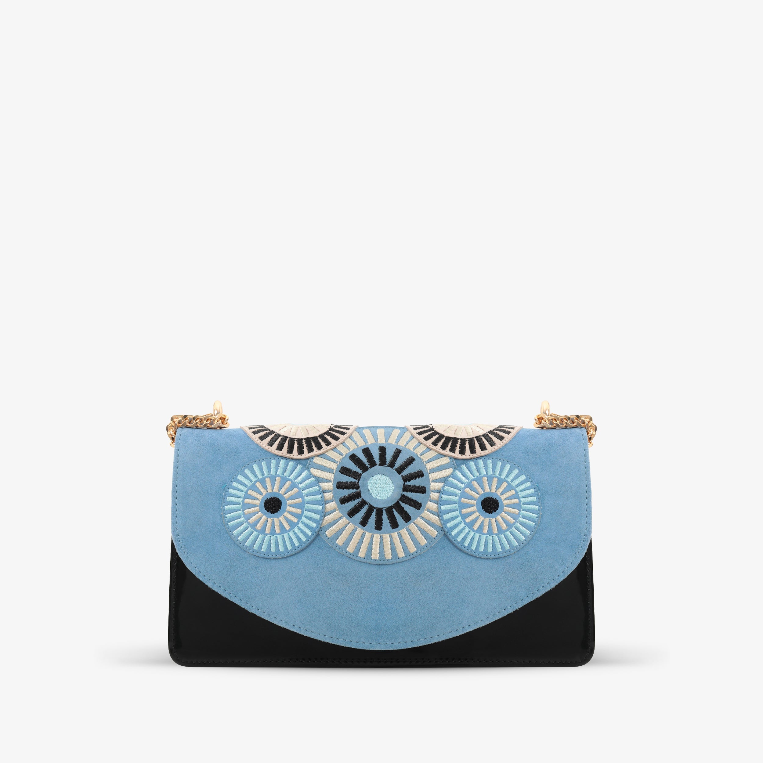 The Parama Blue Suede Leather Handbag On Sale