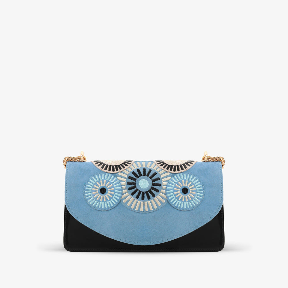 The Parama Blue Suede Leather Handbag On Sale