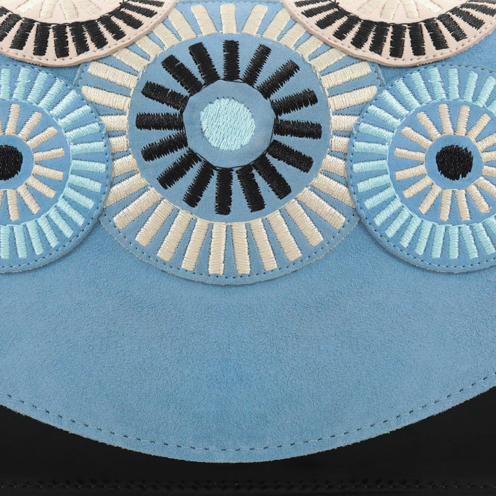 The Parama Blue Suede Leather Handbag On Sale