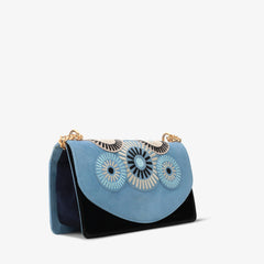 The Parama Blue Suede Leather Handbag On Sale