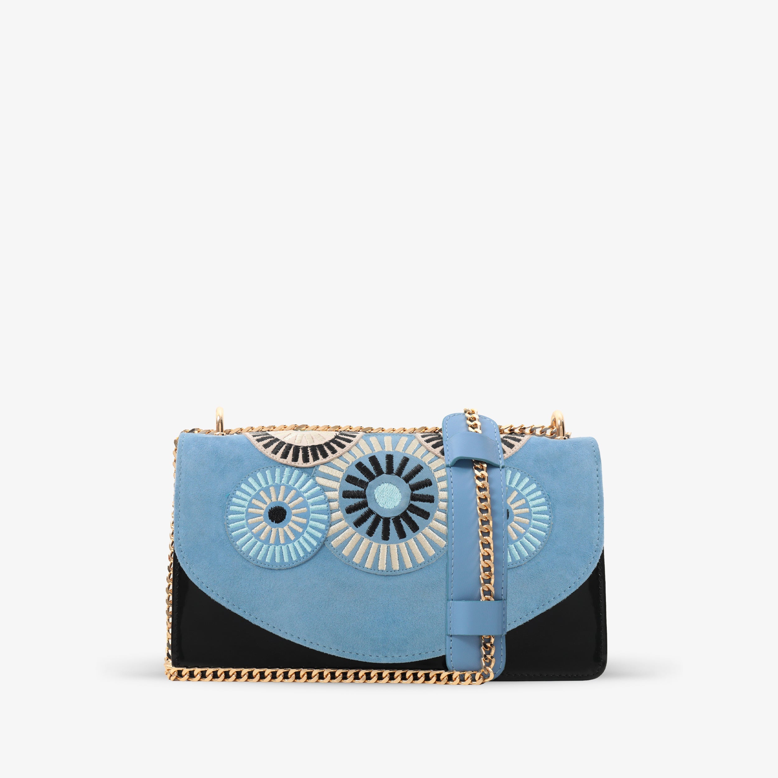 The Parama Blue Suede Leather Handbag On Sale