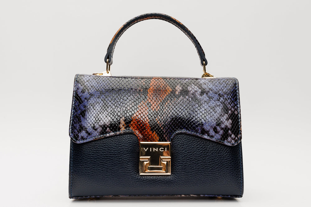 The Venezia Navy Blue Leather Handbag Exclusive Style