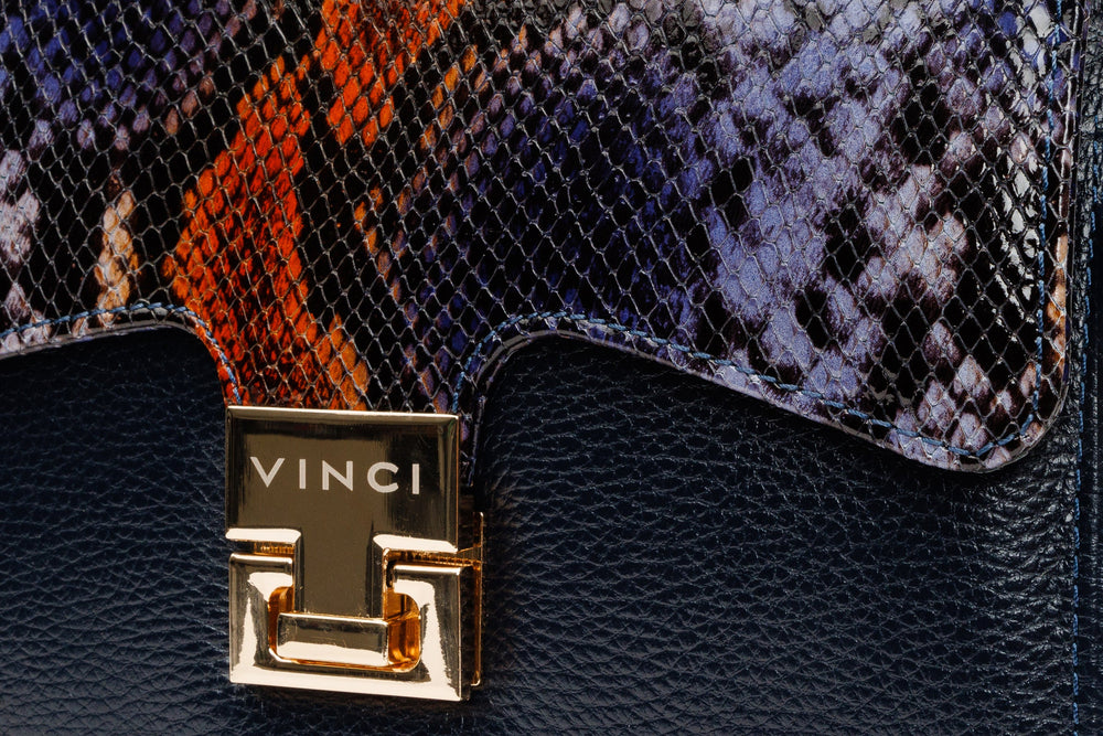 The Venezia Navy Blue Leather Handbag Exclusive Style