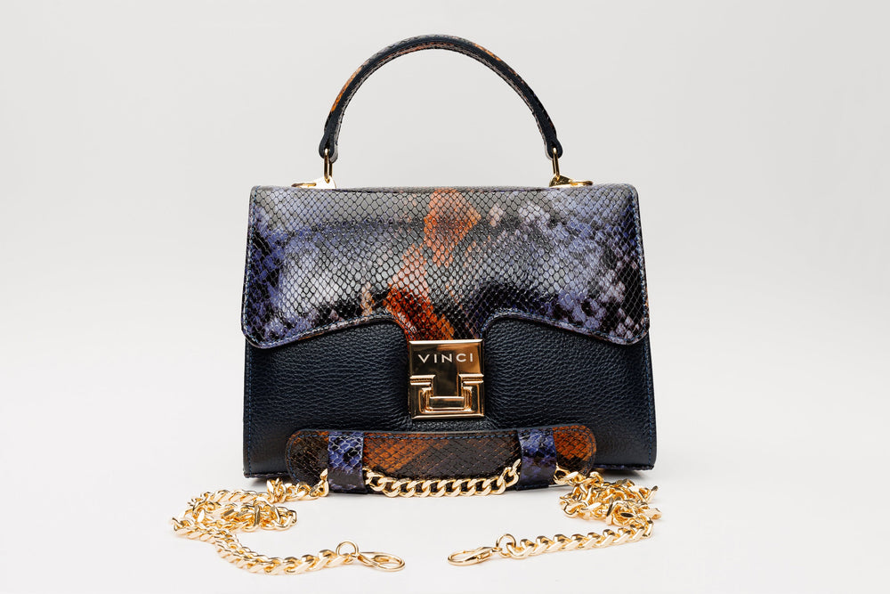 The Venezia Navy Blue Leather Handbag Exclusive Style
