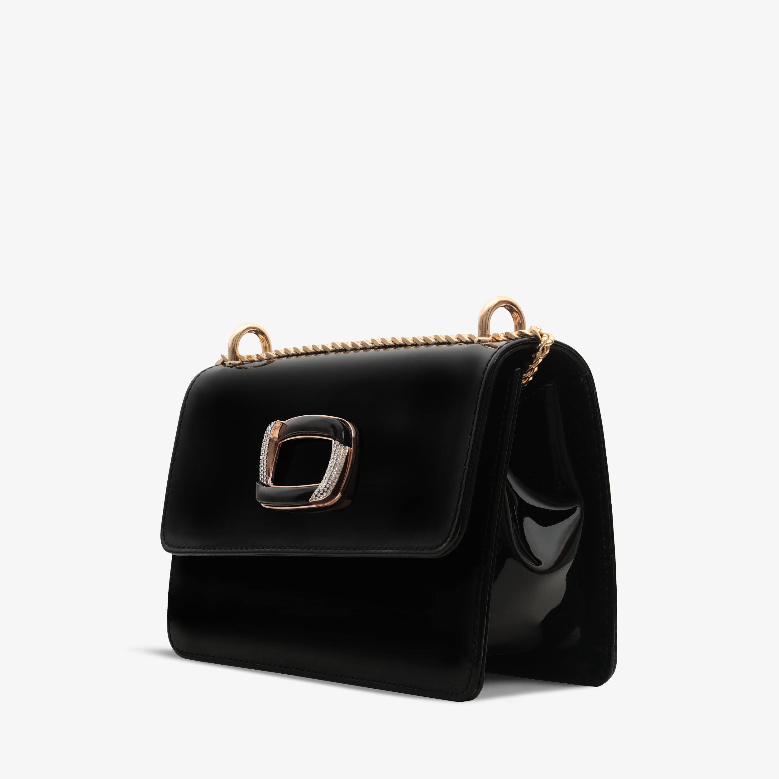 The Ferrara Black Patent Leather Handbag On Sale
