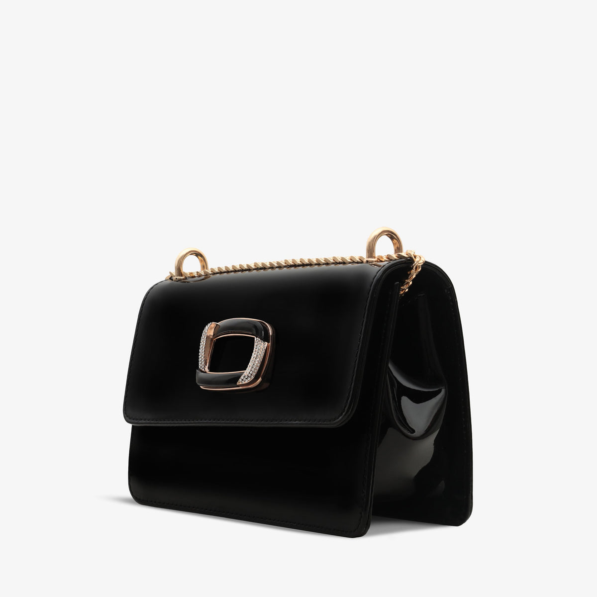 The Ferrara Black Patent Leather Handbag On Sale