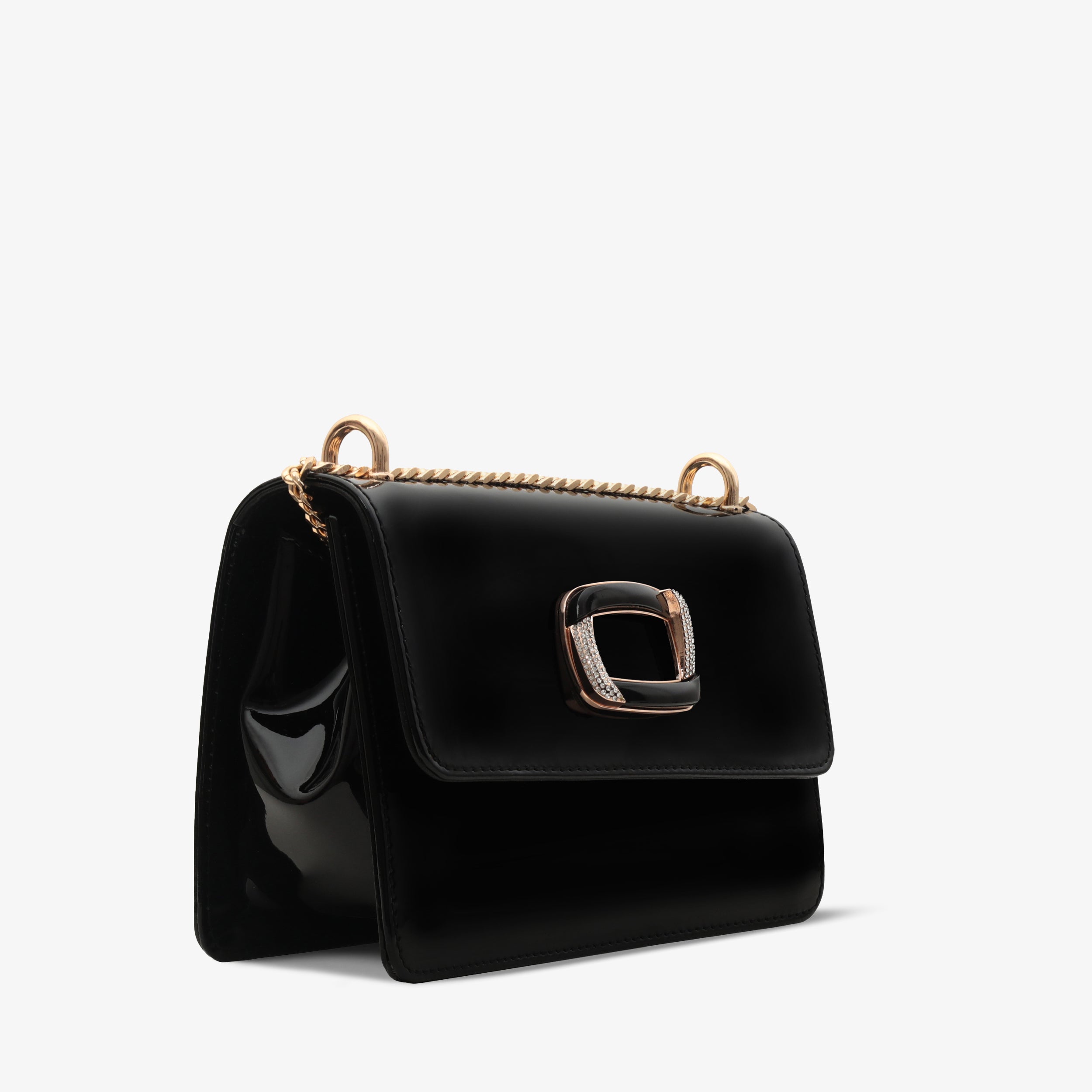 The Ferrara Black Patent Leather Handbag On Sale