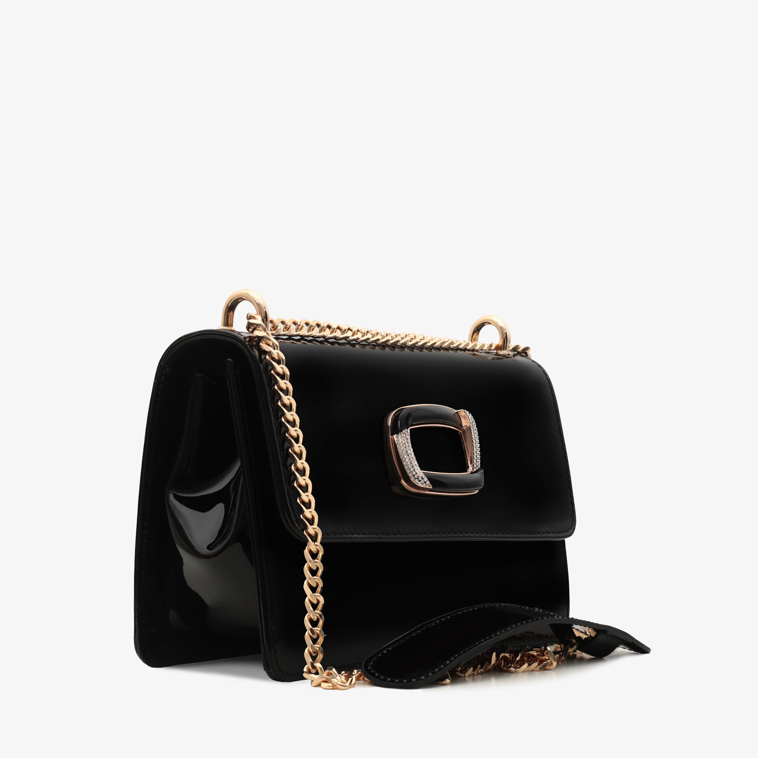 The Ferrara Black Patent Leather Handbag On Sale