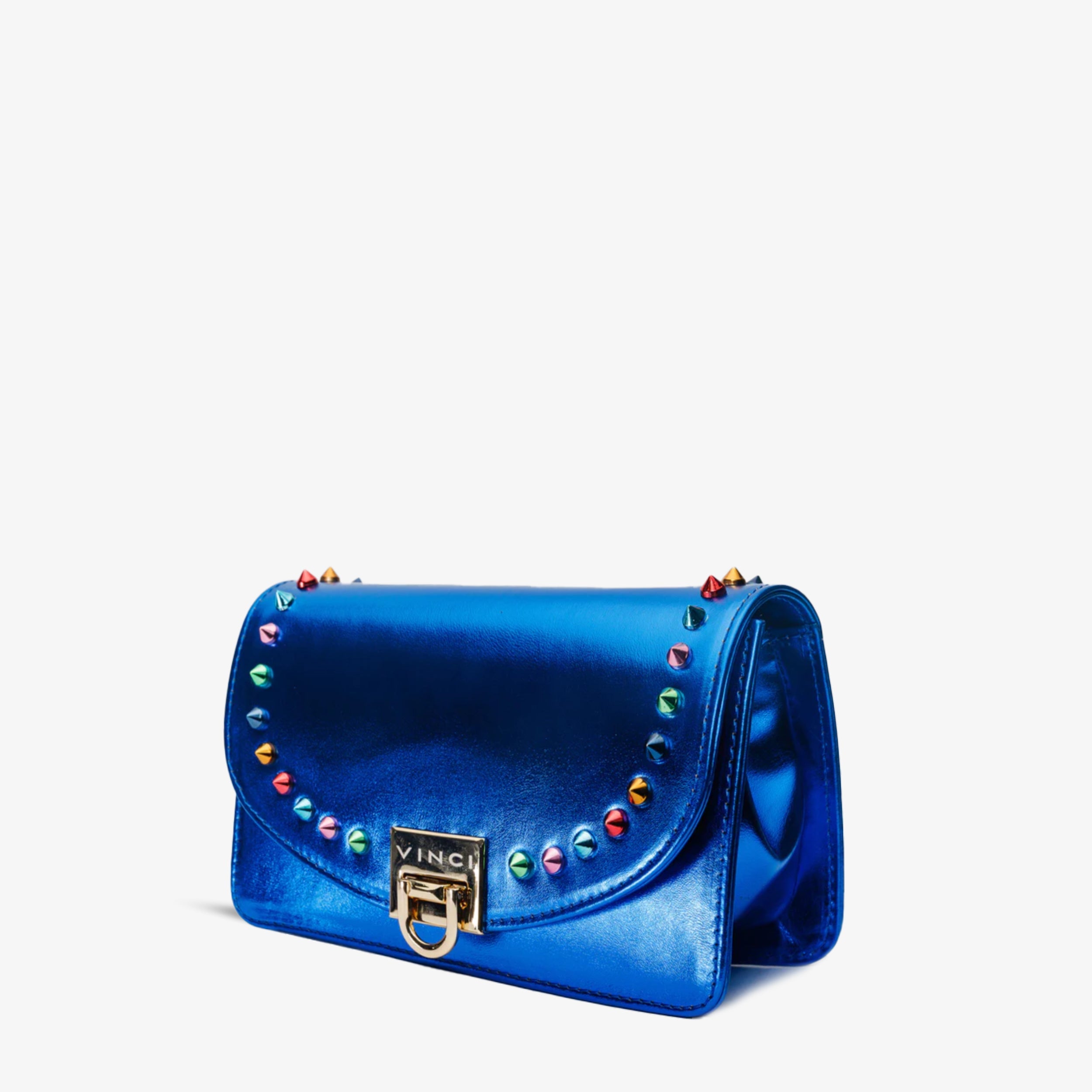 The Caris Sax Blue Leather Handbag For Sale